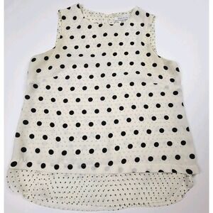 Rose + Olive white and black polka dot sleeveless blouse Size Medium